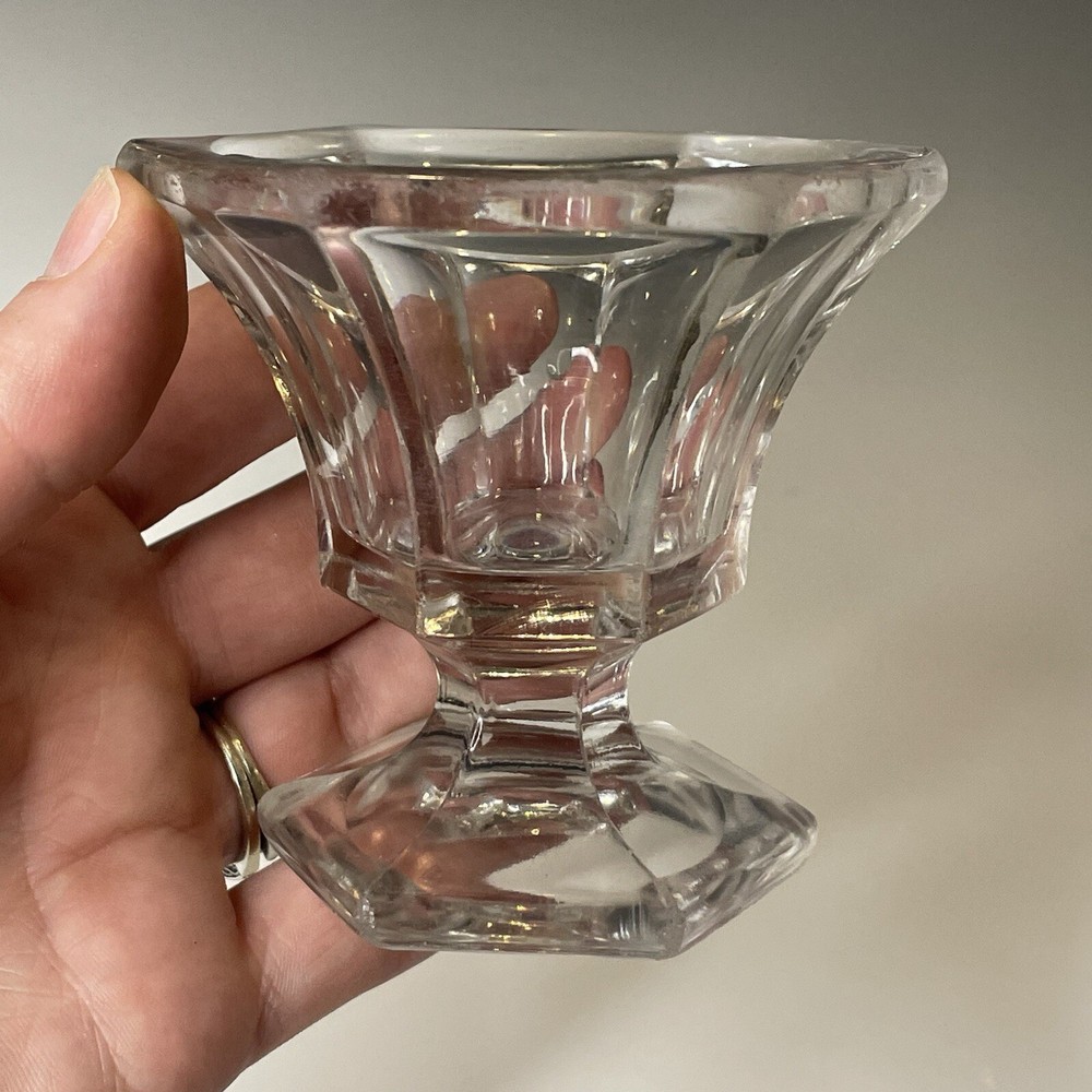 Antique Footed Master Open Salt Hexagonal EAPG Victorian Pressed Glass Table