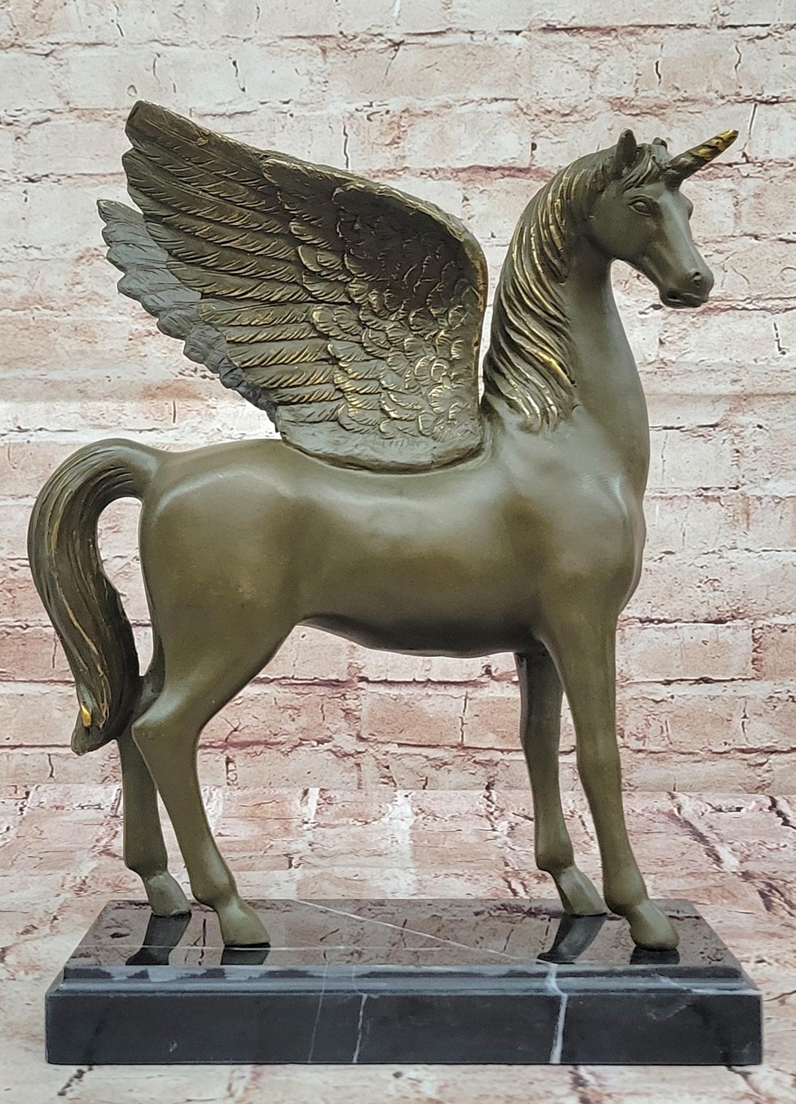 Bronze Pegasus Unicorn Statue – Mythical Winged Horse Sculpture Signed Numbered