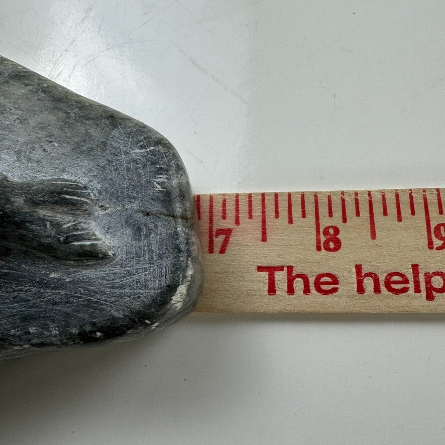 Alaskan Native Vtg Soapstone Tableau Seal & Hunter Contemporary Green Variegated