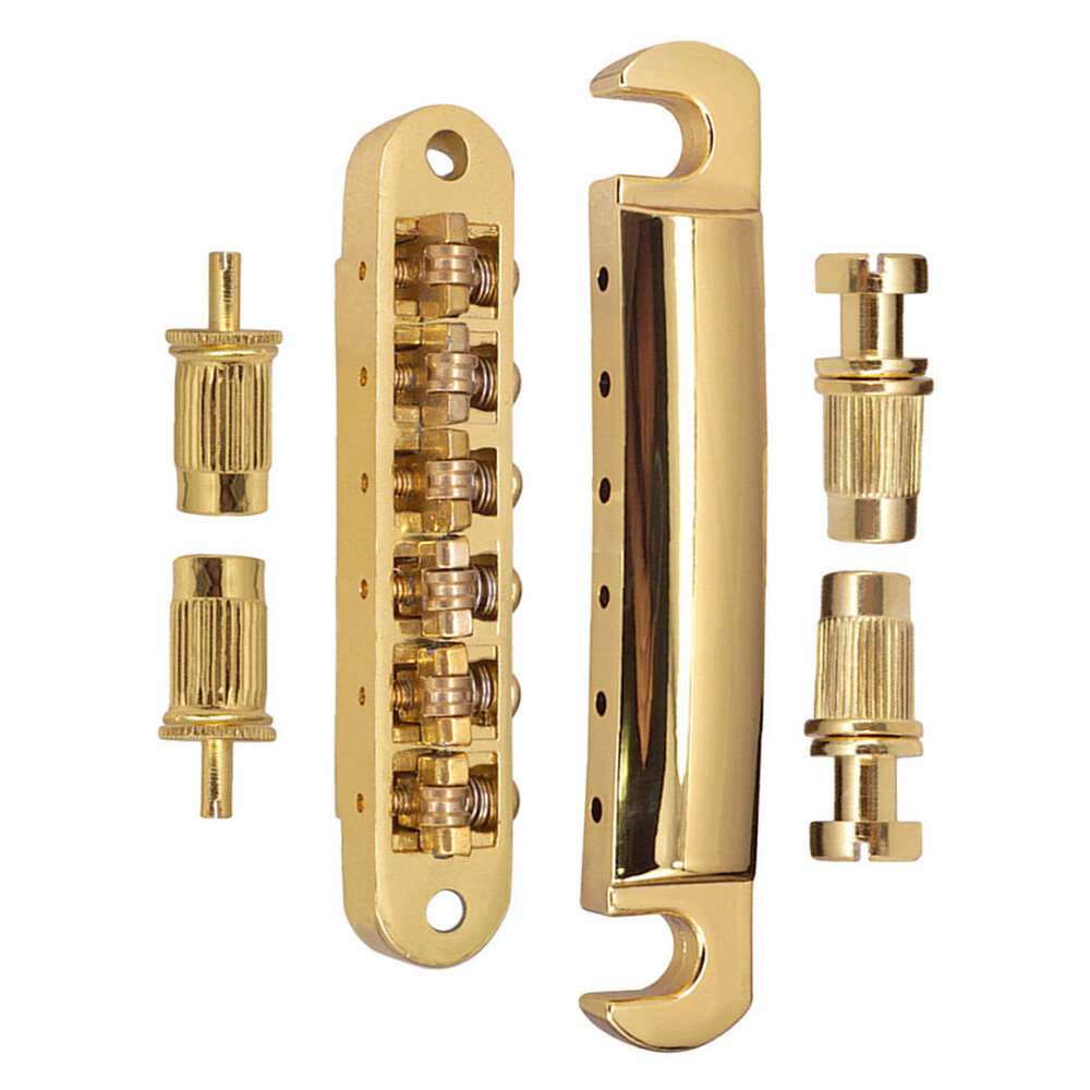 Gold Roller Saddle Bridge Tailpiece Locking Post for Les Paul LP SG Replacement