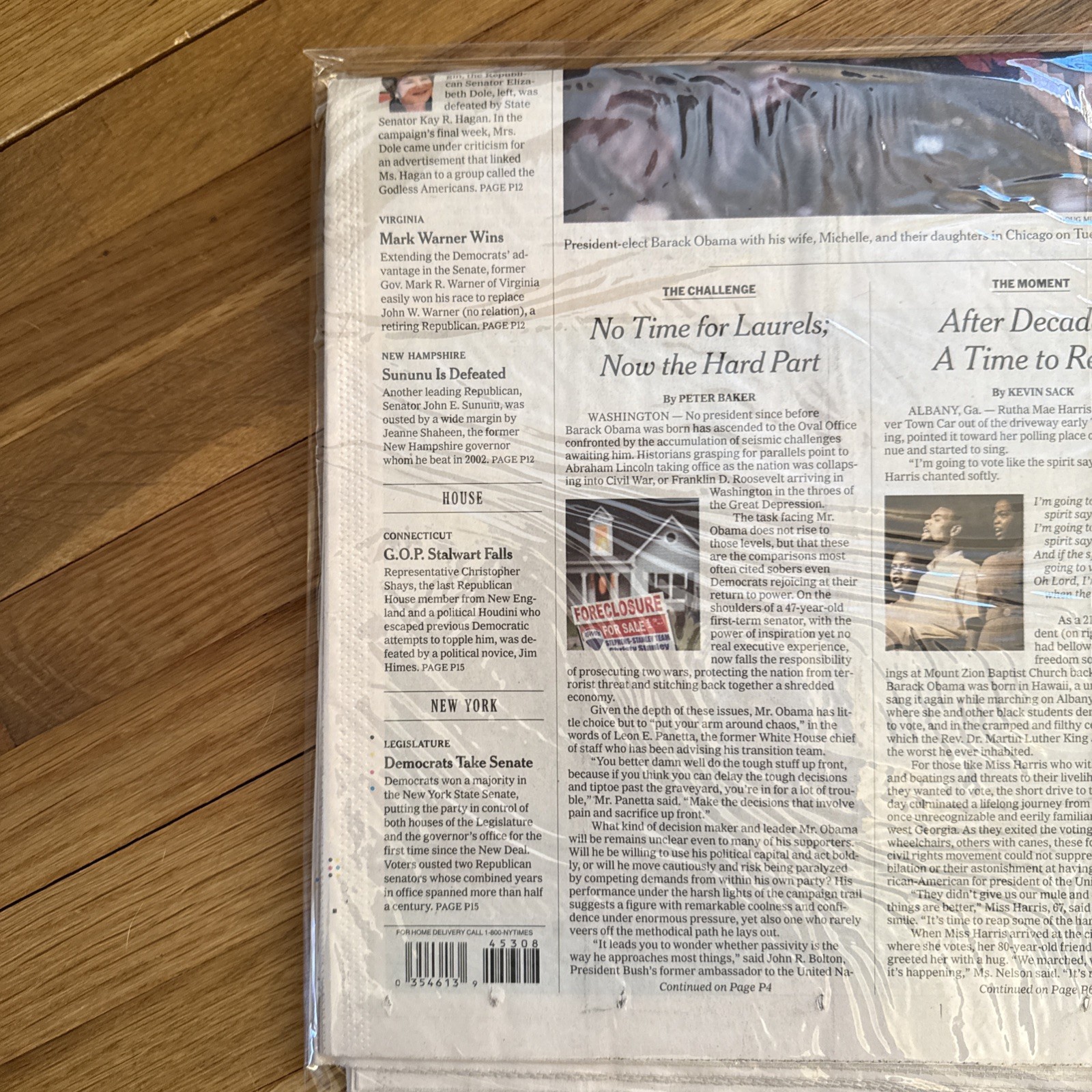 New York Times 11-5-08 Election Barack Obama Late Edition Newspaper Inauguration