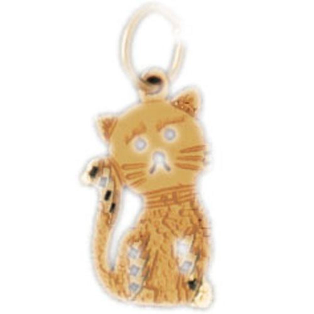 Cat Kitten Charm Pendant 14k Gold