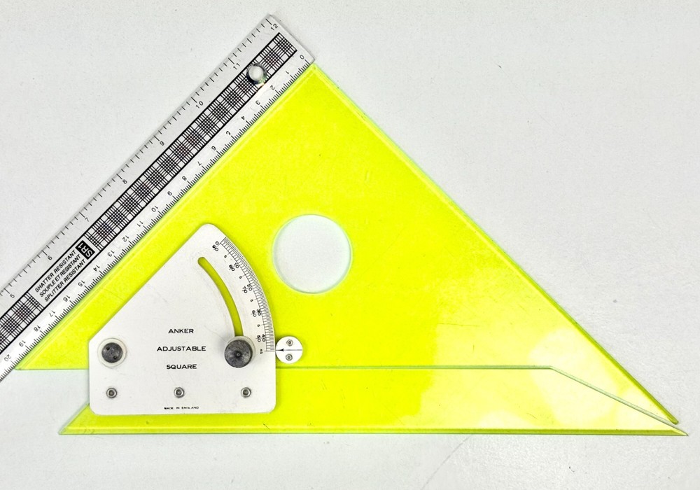 Vintage Anker Adjustable Square Made in England Fluorescent Drafting Tool