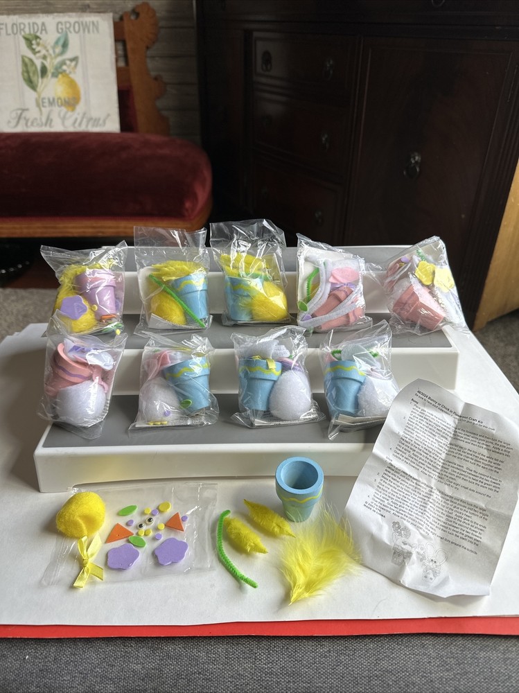 10 Easter Bunny Rabbit & Chick Mini Flower Pot Craft Kits New!