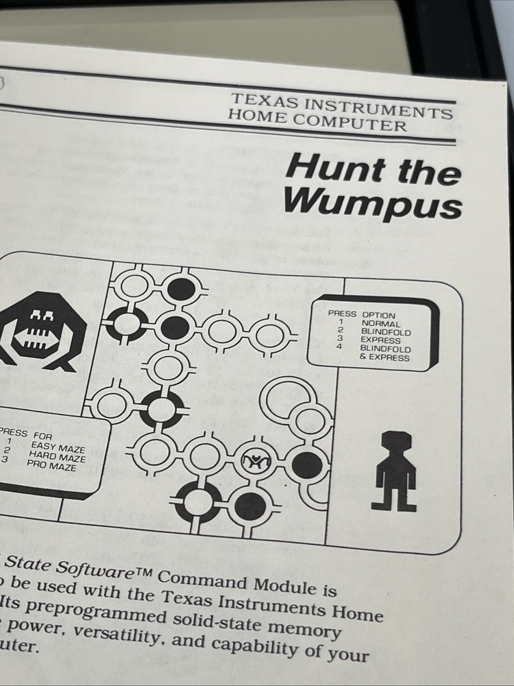 Vtg TI99-4a Home Computer Hunt The Wumpus Command Module Rare 1981