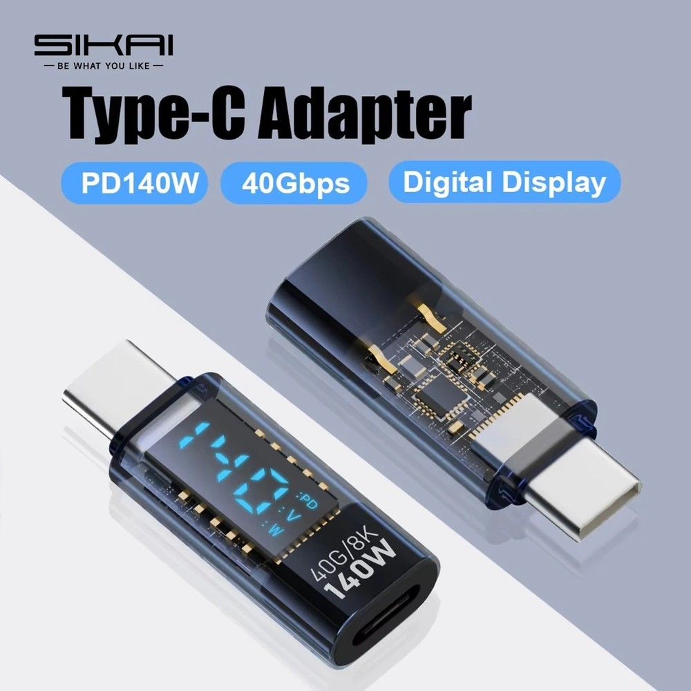 1pcs USB C 140W Adapter LED 40Gbps Type C Extender USB4 Thunderbolt Meter Tester