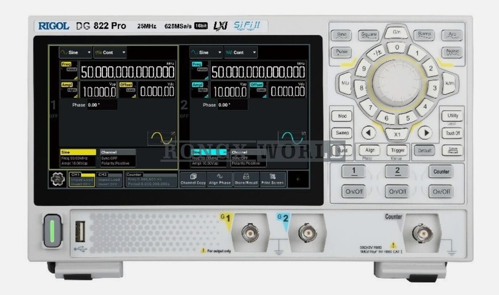 ONE NEW Rigol DG822 Pro Function/Arbitrary Waveform Generator 2 Channel 25 MHz