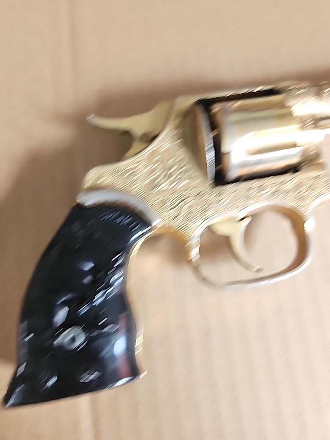 VINTAGE KILGORE BRONCO GOLD PLATED CAP GUN WITH BLACK GRIPS - 1950's WORKING