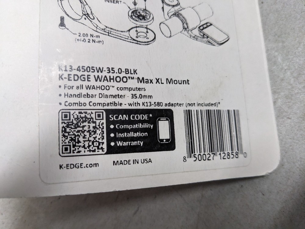 K-EDGE Wahoo MAX XL Computer Mount - 35.0mm, Black Anodize
