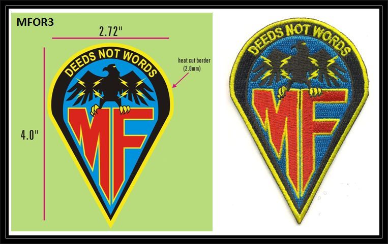 MEGAFORCE "DEEDS NOT WORDS" UNIFORM MOVIE PATCH - MFOR3