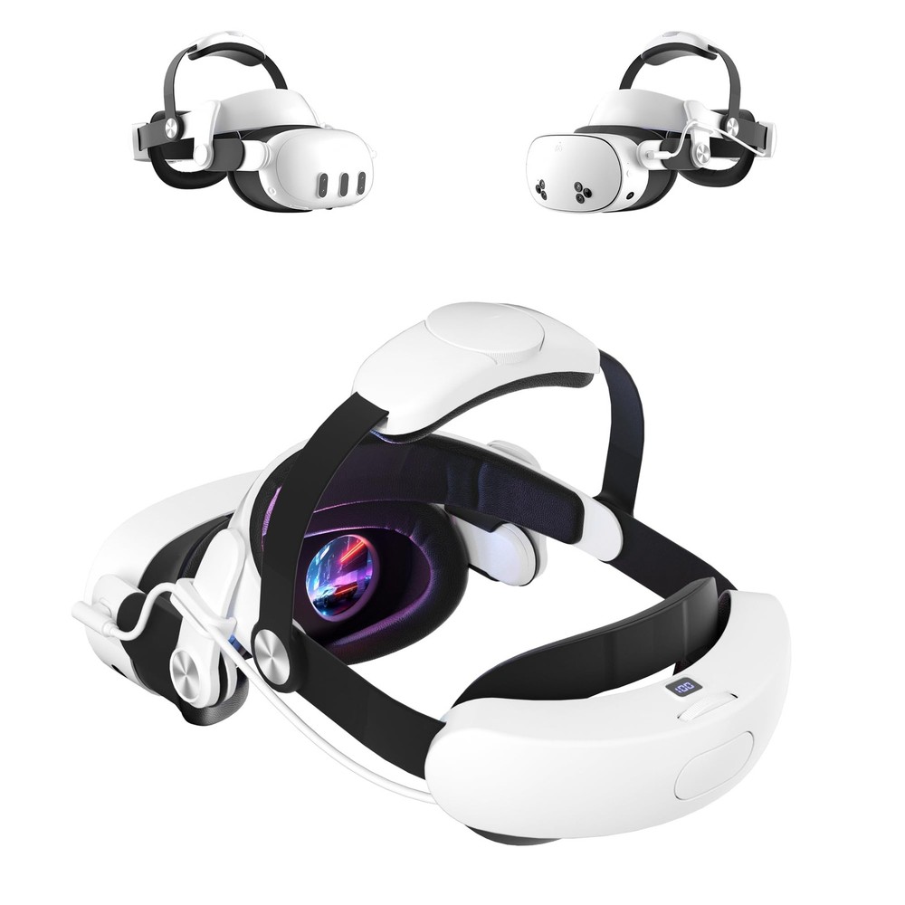 Head Strap for Oculus Meta Quest 3/3S with Battery, Adjustable VR with -Click...