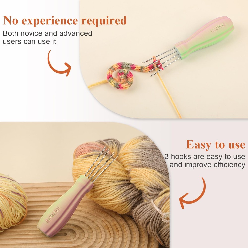 Latch Hook Cord Knitting Tool 4 PCS Icord Maker for Binding-Off Edging