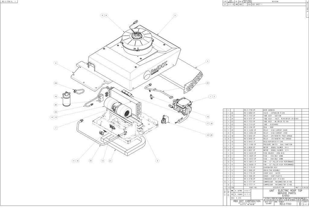 Red Dot AC Unit 12v Self Contained Rooftop Mount E-6100-0-12P