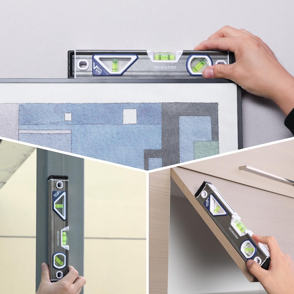 WORKPRO 10''Torpedo Level, Small leveler tool w/3 Different Bubbles 45°/90°/180°
