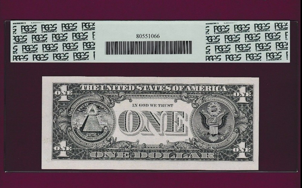 NEAR SOLID BINARY $1 1957 SILVER CERTIFICATE NOTE S/N 85555555 Fr.1619 PCGS