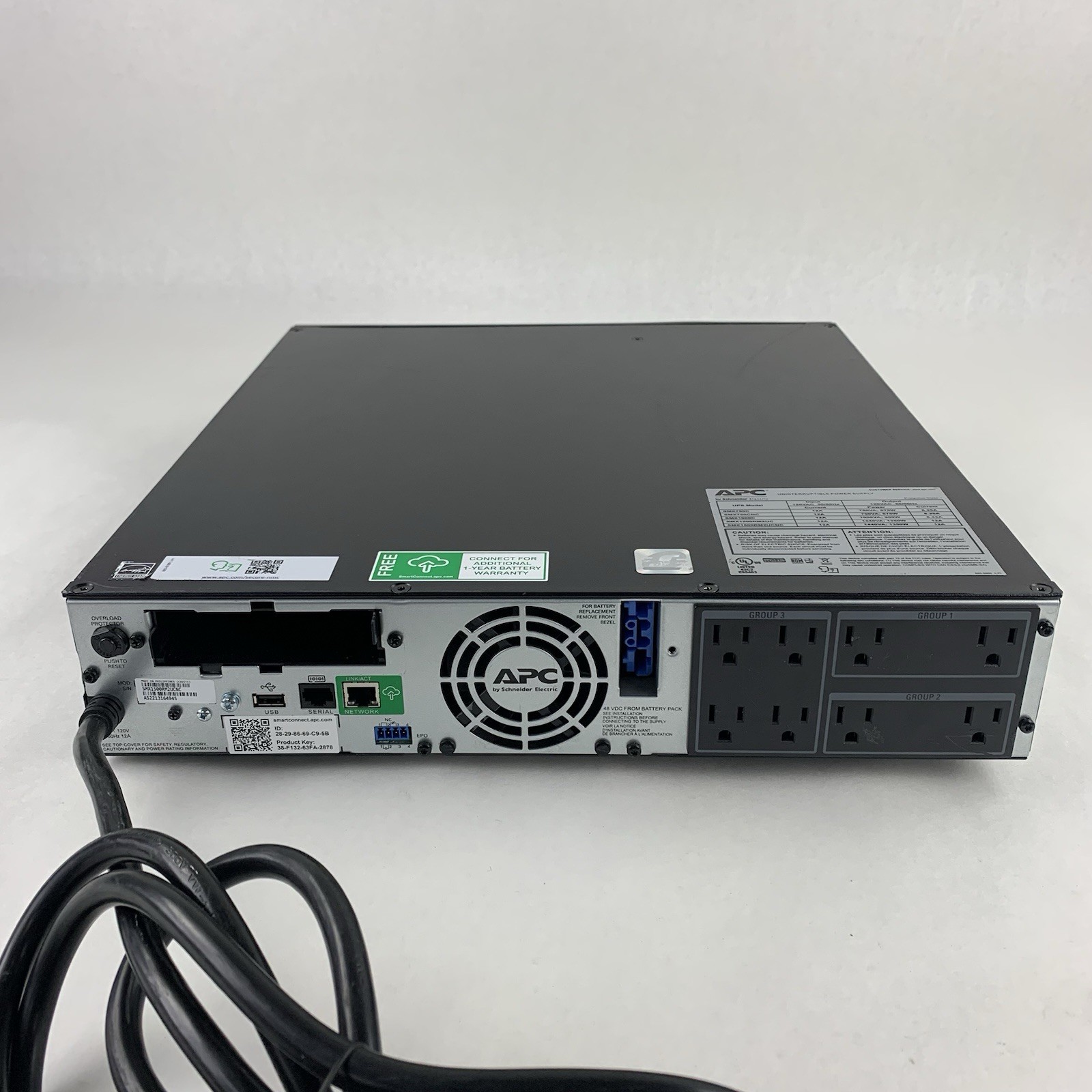 APC SMX1500RM2UCNC Battery Backup UPS Tested No Net Card No Batt No Faceplate