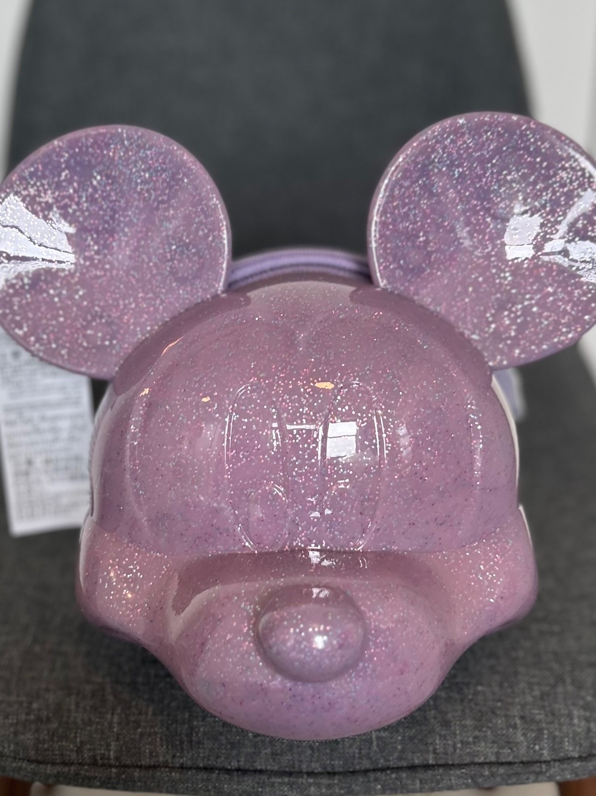 Disney Parks Loungefly Mickey Mouse 3D Head Purple Glitter Crossbody Bag NEW
