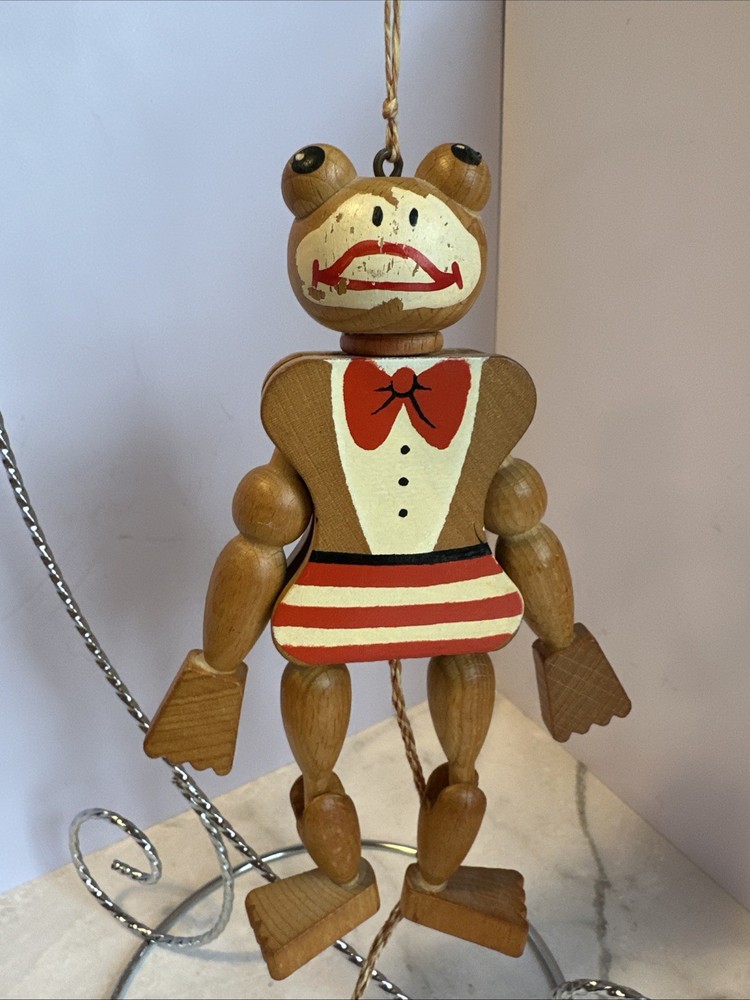 Vtg Original M Gschnitzer Austria Monkey Wood Pull String Toy Jointed 40
