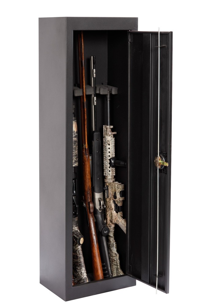 Space Saving 5 Gun Metal Locking Security Cabinet, Model 901
