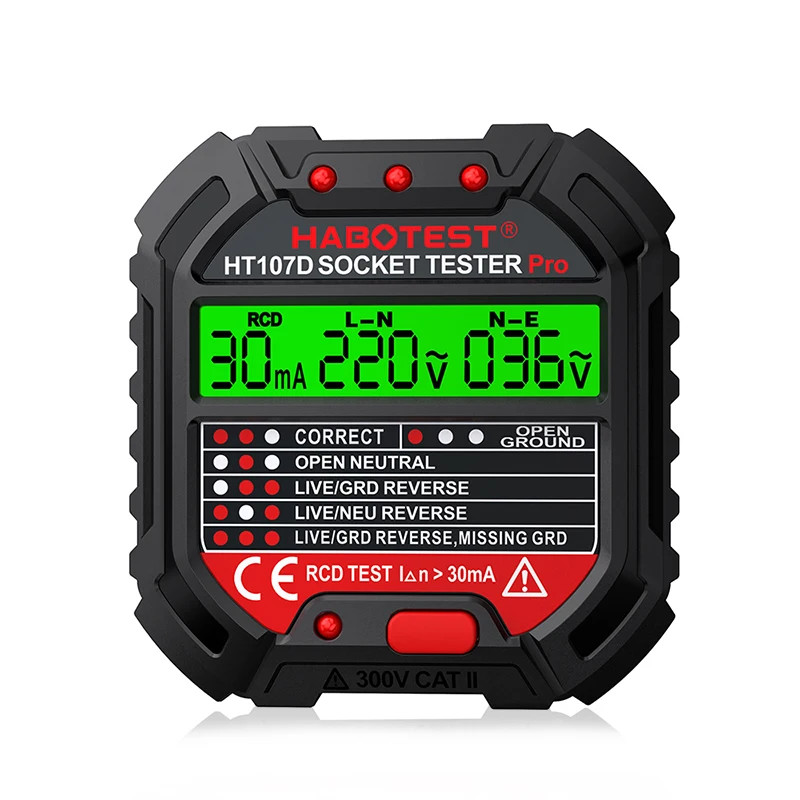 HT106 HT107 Socket Tester Pro Voltage Test Digital Outlet Socket Detect US/UK/EU