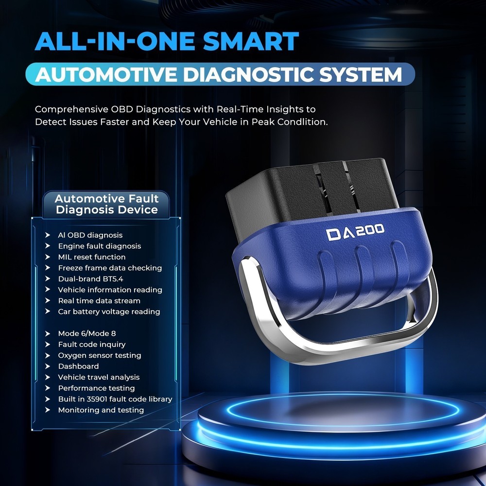 AI OBD-II Car Code Reader Diagnostic Scanner Bluetooth 5.4 MEMORY CONNECTION