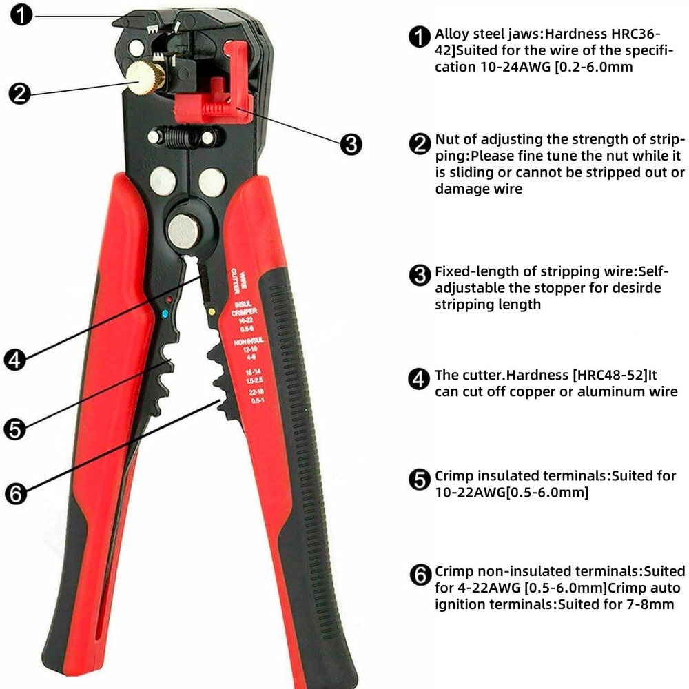 5 in 1 -Adjusting Wire Stripper Cutter,Multi-Functional Wire Crimping Tool Wi...