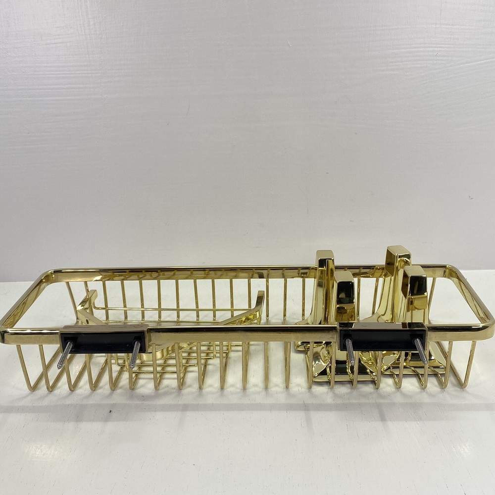 Deltana Solid Brass Wire Long / Corner Bath Shower Basket Set Bathroom Decor