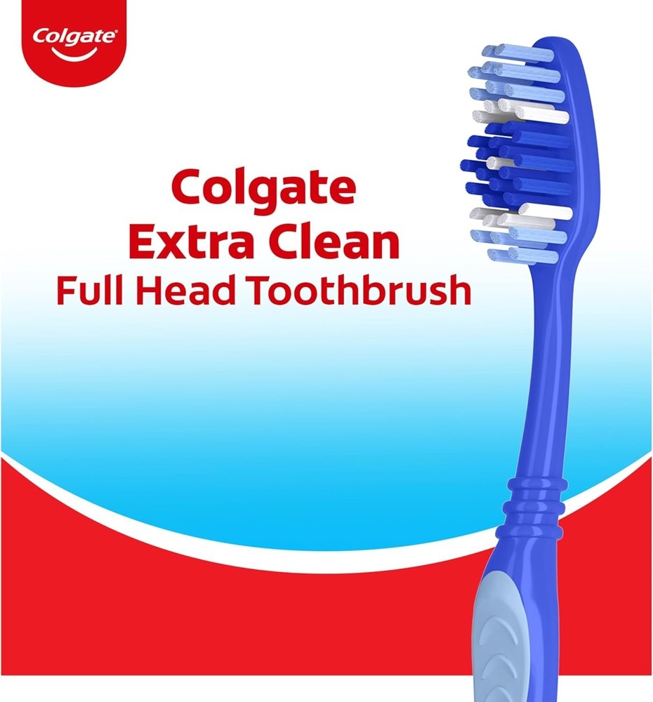 Colgate Extra Clean 6-Pack Medium Toothbrushes with Tongue Scraper – Multi-Color