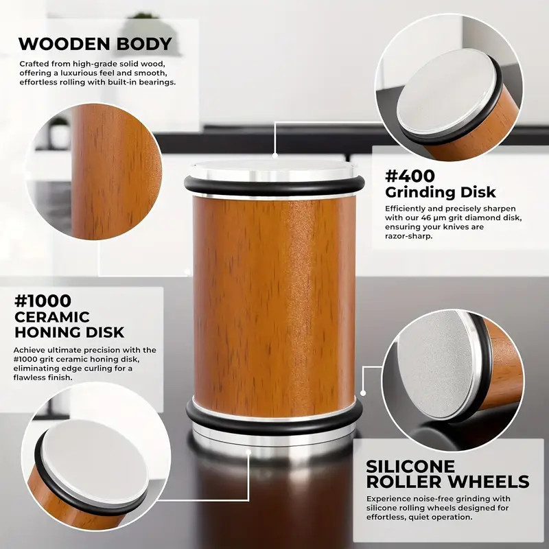 Diamond Rolling Knife Sharpener 5 Angles Sharpening Tool No Power Required Brown