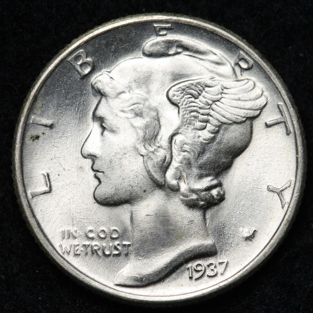 1937 Mercury Dime GEM BU UNCIRCULATED MS E809 UNK