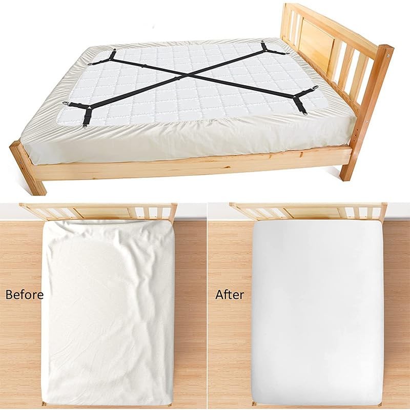 Bed Sheet Fasteners Straps - Adjustable Secure and Sheet Holder Straps 2 Pack