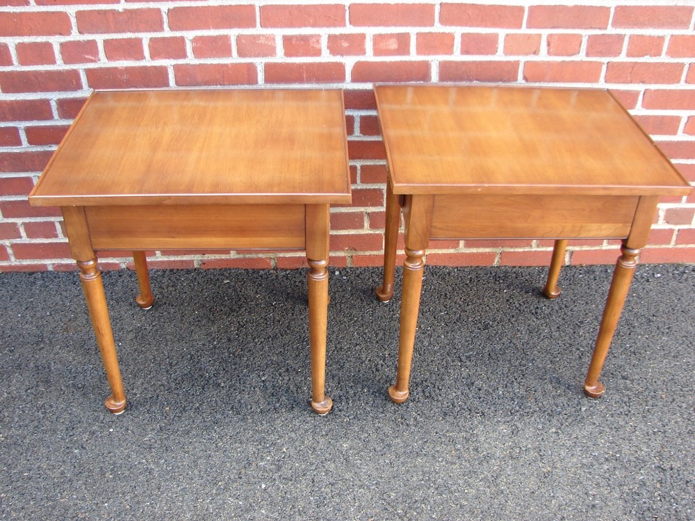 PAIR STATTON SOLID CHERRY ONE DRAWER END LAMP TABLES