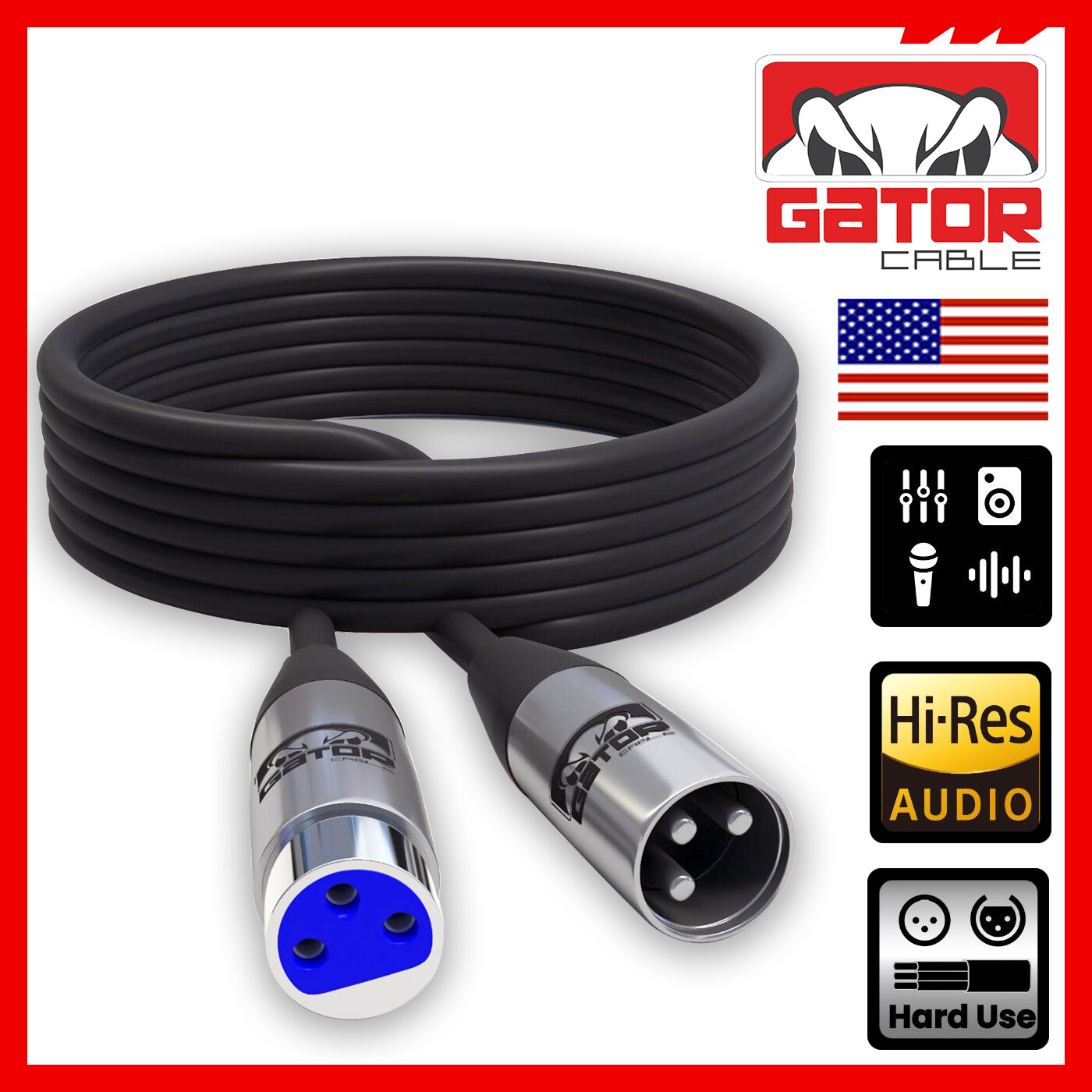 XLR Microphone MIC 3-Pin Male to Female Cable Cord Connector Extension Shielded