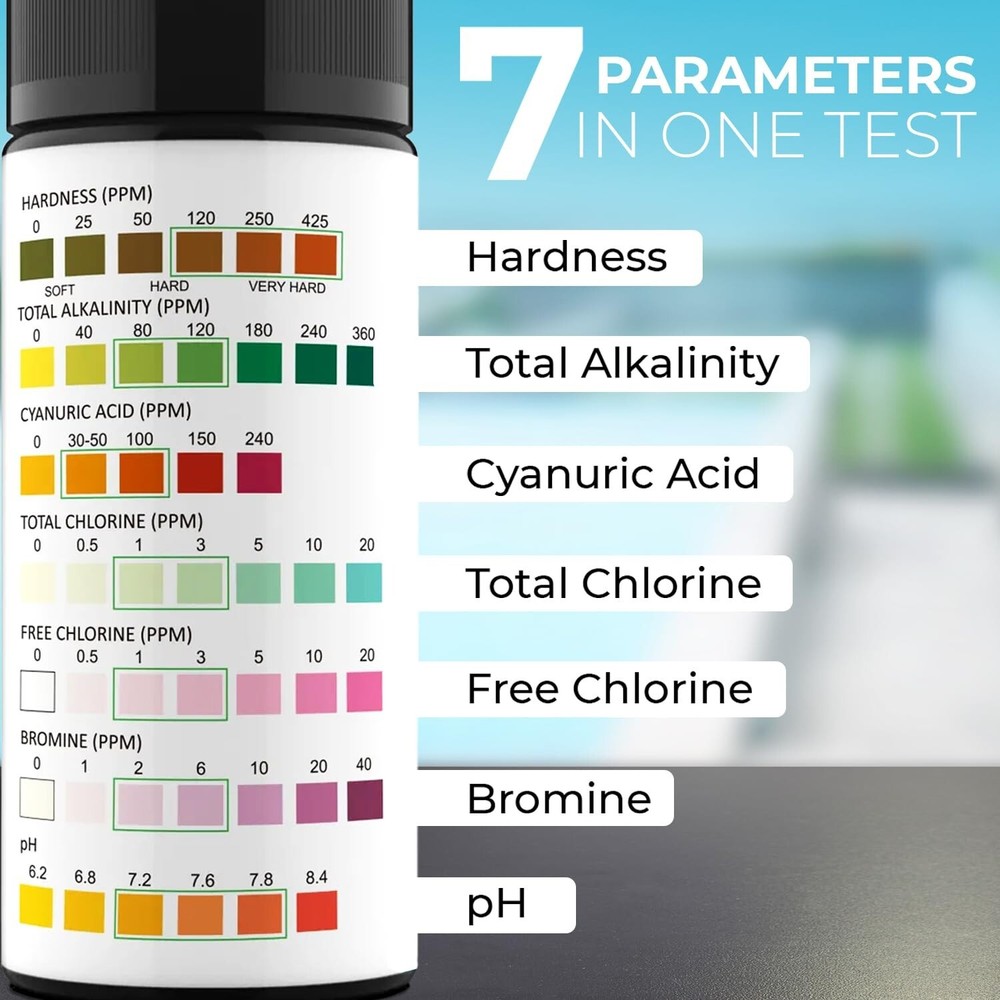 Swimming Pool 7 Way Water Test Strips