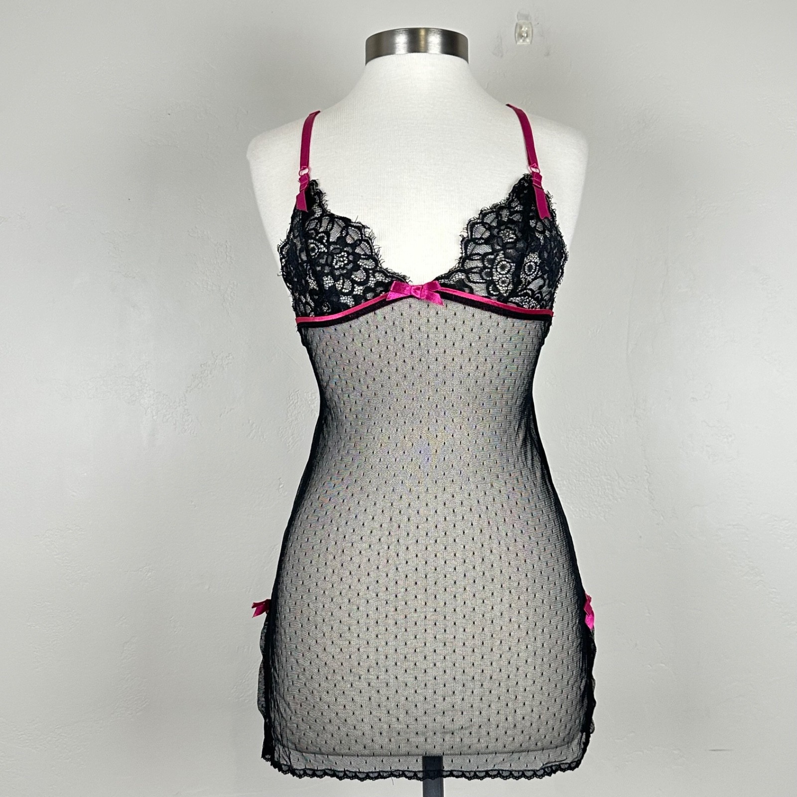 Victoria's Secret Chemise Women S Valentines Babydoll Lace Polka Dot Mesh Slip