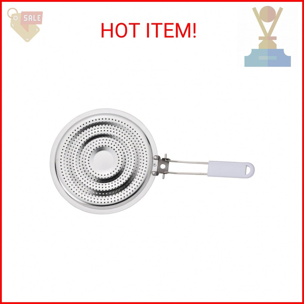 HIC Kitchen Heat Diffuser Reducer Flame Guard With Removable Handle, Stainless S