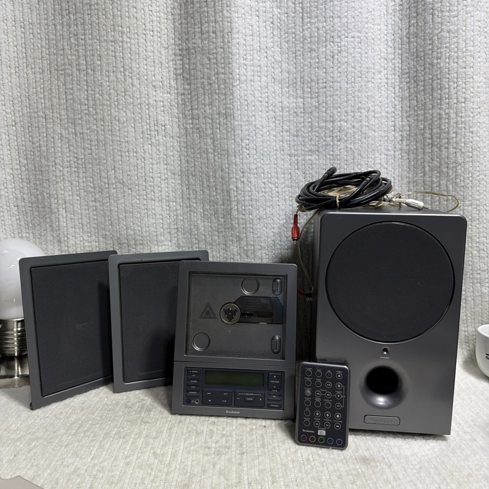 Brookstone Wafer-Thin CD System MP3 Player Flat Panel Speakers Subwoofer Remote