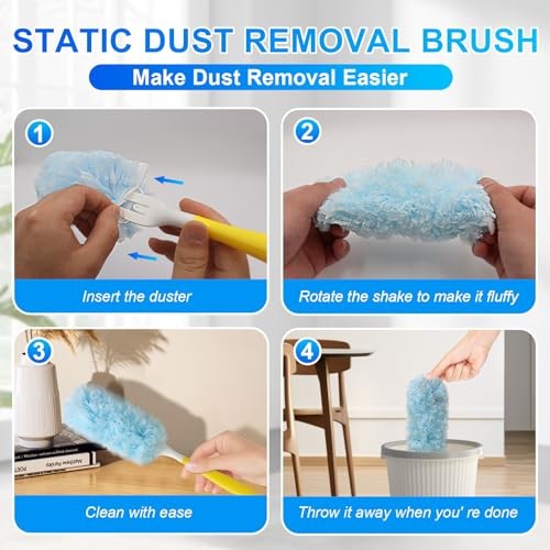 30 Count Dusters Refills with 1 Handle, Multi-Surface Disposable Duster, 360