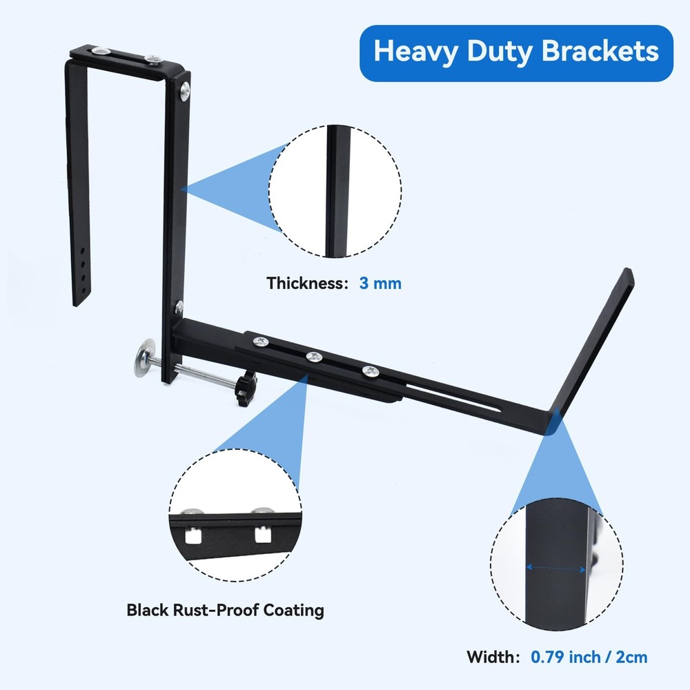 Halatool 2-Pack Adjustable Window Box Bracket, Heavy Duty Wall Mount Planter ...
