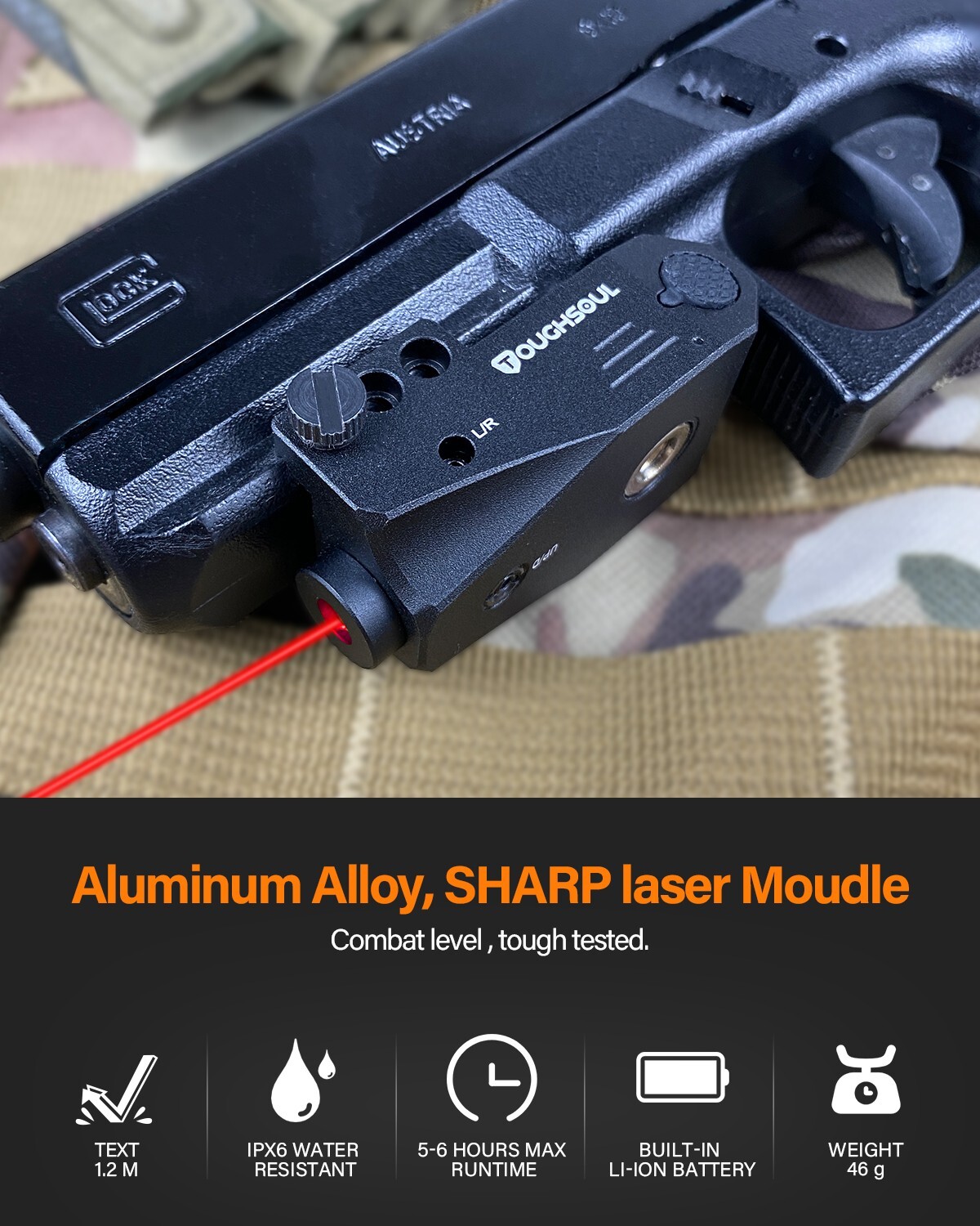 TOUGHSOUL Low Profile Red Laser Sight Magnetic Rechargeable Gun Pistol Picatinny