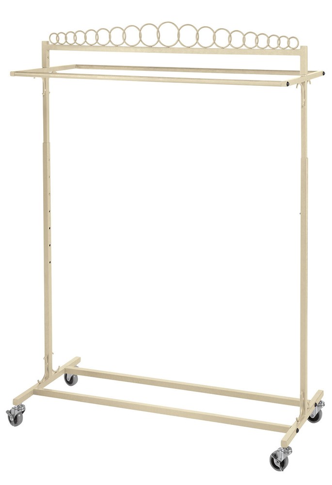 SSWBasics Boutique Ivory Double-Rail Rolling Clothes Rack