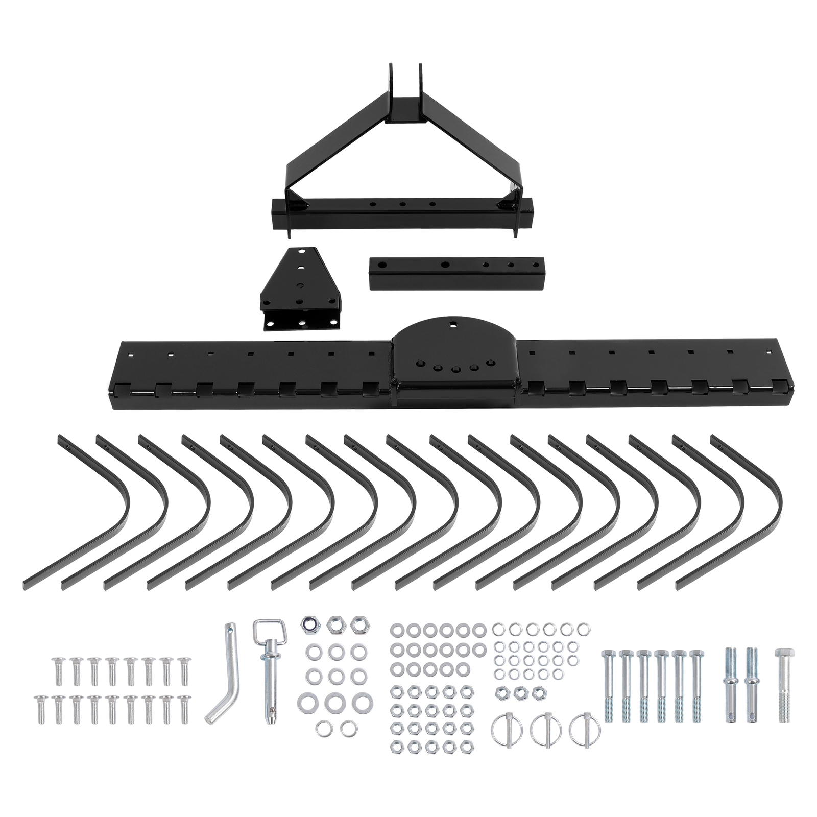 For Category-0 Tractor Hookup 5 FT Black 3-Point Landscape Rake Grass Comb