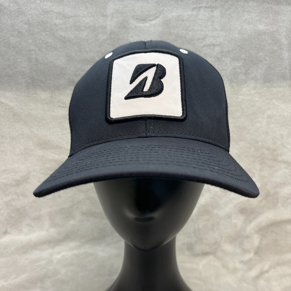 Bridgestone 110 Golf Patch Cap Adjustable Golf Hat Black White OSFM