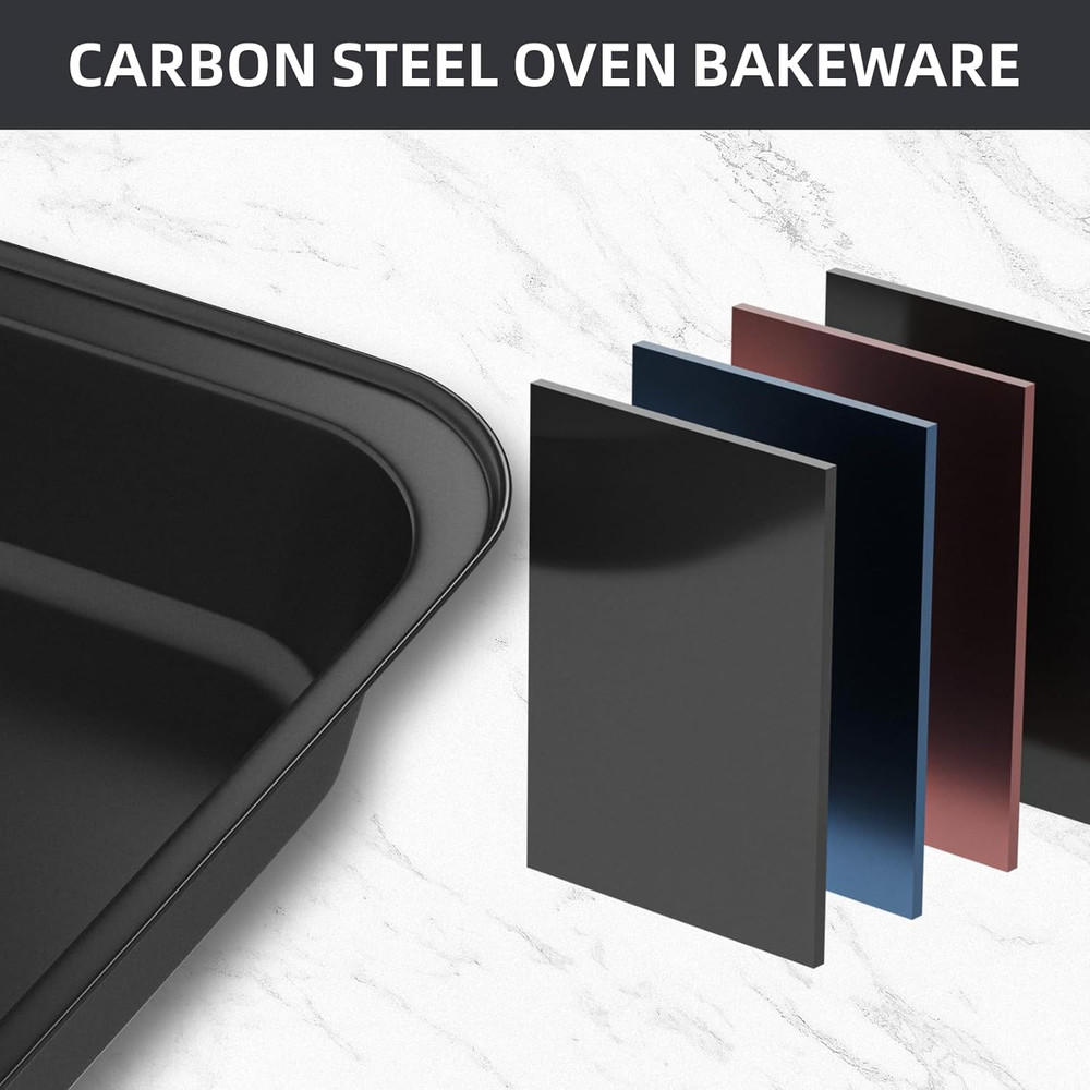 Baking Pans Set, 5-Piece Nonstick Bakeware Sets with Round/Square Cake Pan, Muff