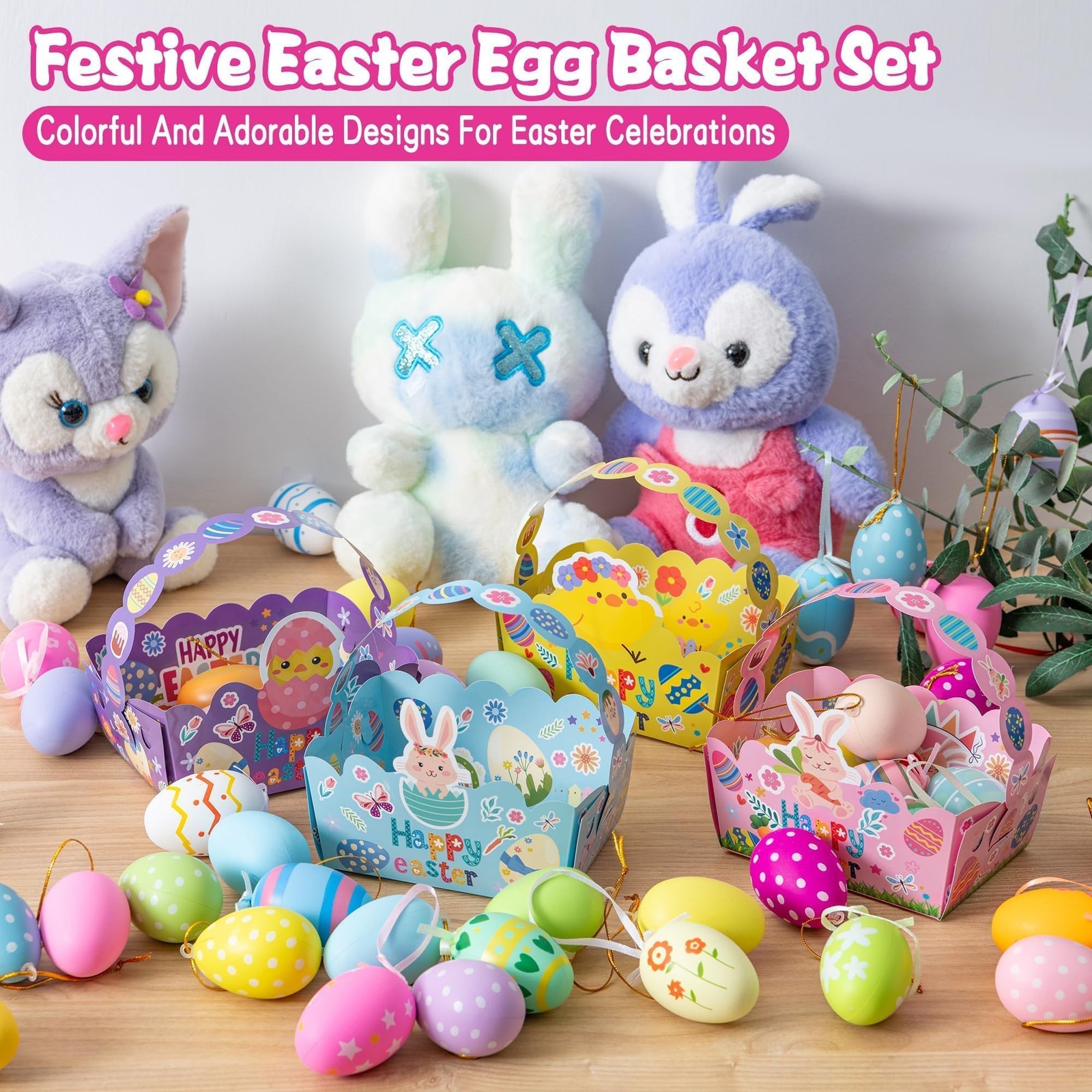 Best 24 Pack Easter Basket for Kids Easter Paper Baskets Bulk, Treat Boxes with
