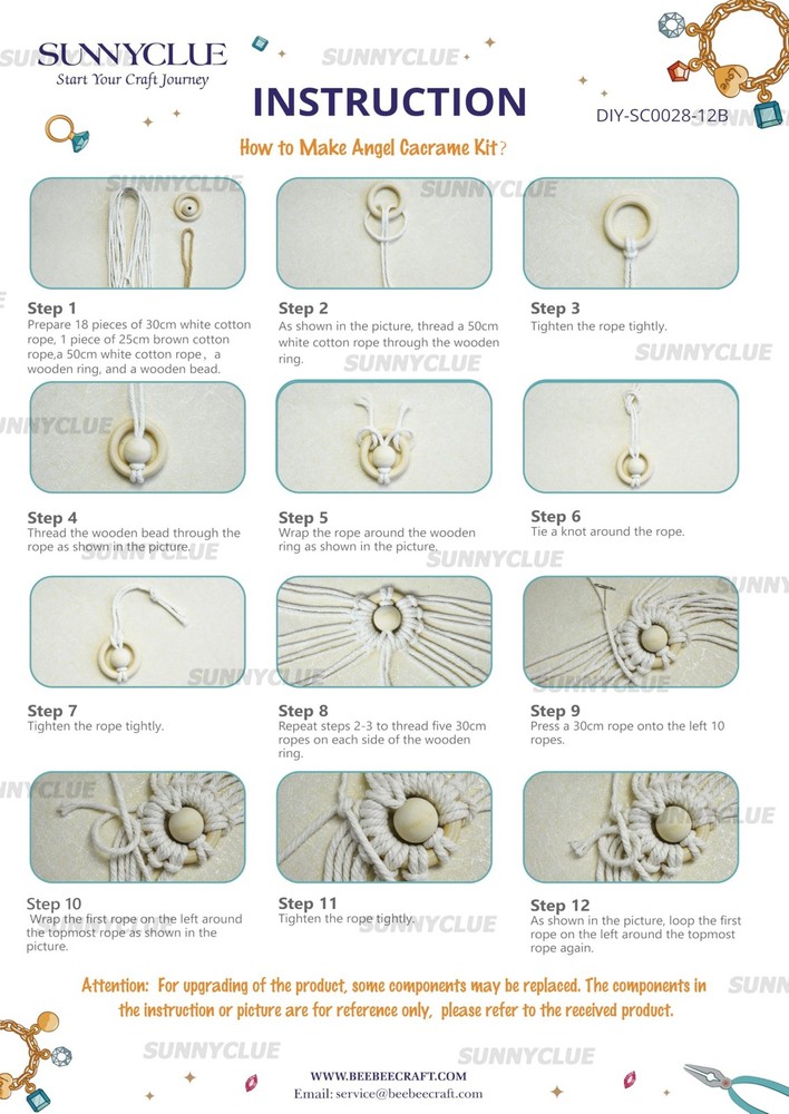 SUNNYCLUE 2 Sets Boho Macrame Kit Ornament Mixed Color