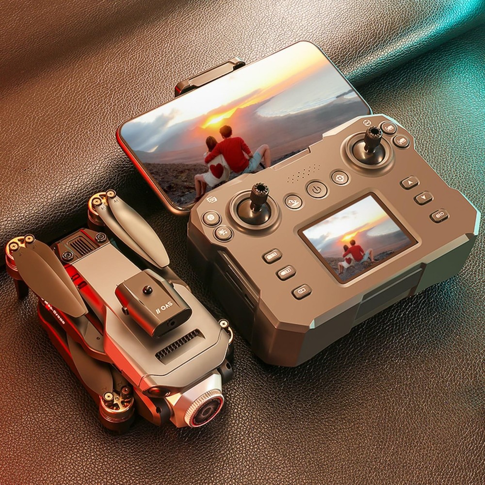 K6 Max Drone with Screen Controller SD card, Small, 3 batteries - Black