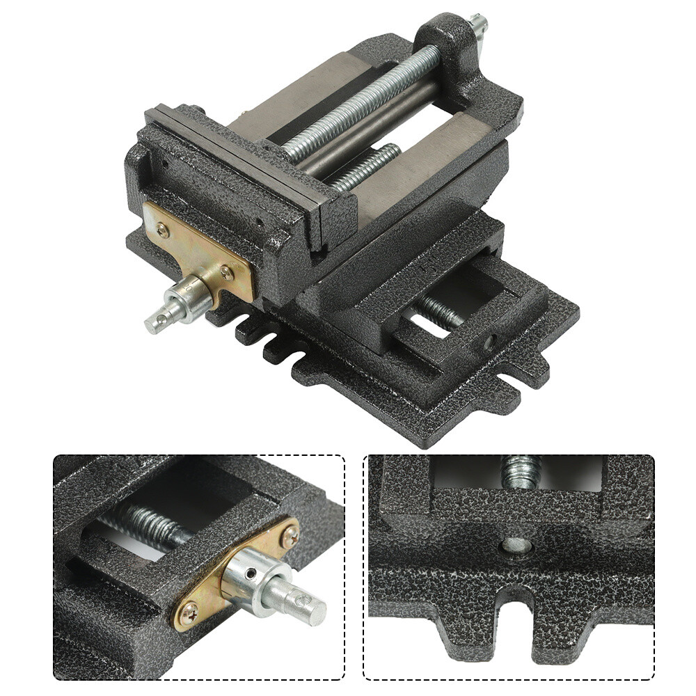 5" Cross Slide Vise Drill Press X-Y Clamp Heavy Duty Machine Metal 2 Way Black