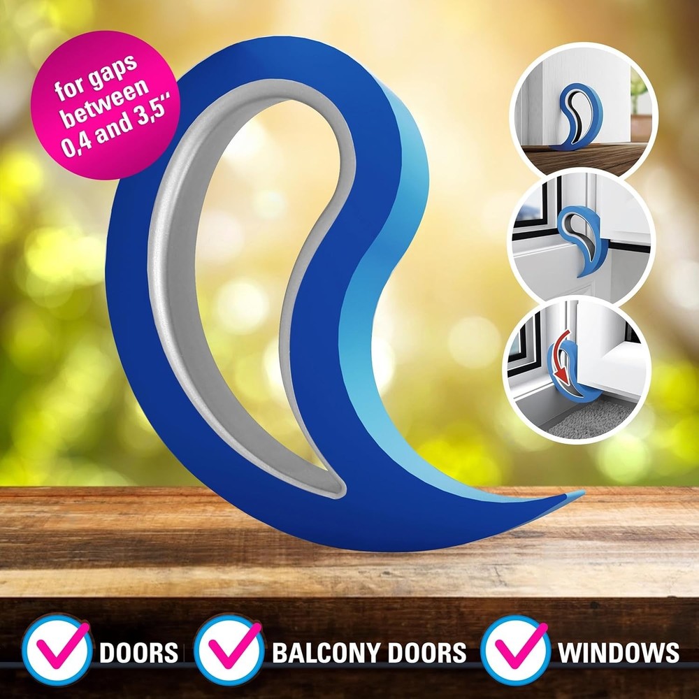 4 Pack White Door and Window Stopper Multi-Functional Wedge Convenient Hook