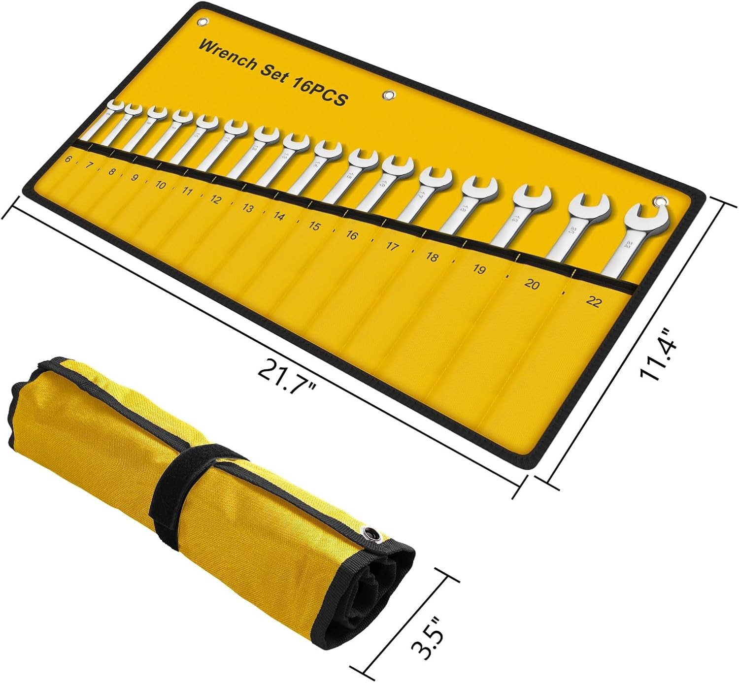 16PC 6-22mm Metric Flexible Head Ratcheting Wrench Combination Spanner Tool Set